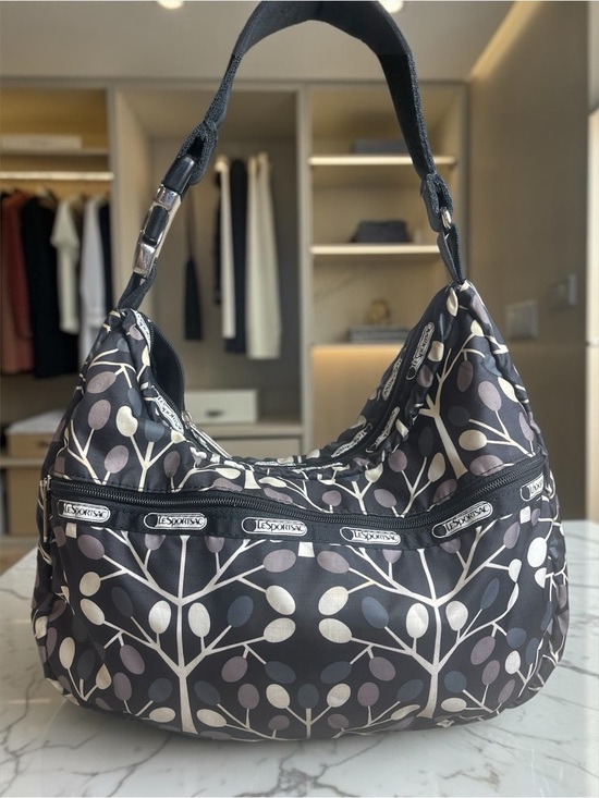 Lesportsac Handbags - LeSportsac Hobo Black Tree Leaf Berries Print Bag New Without Tags